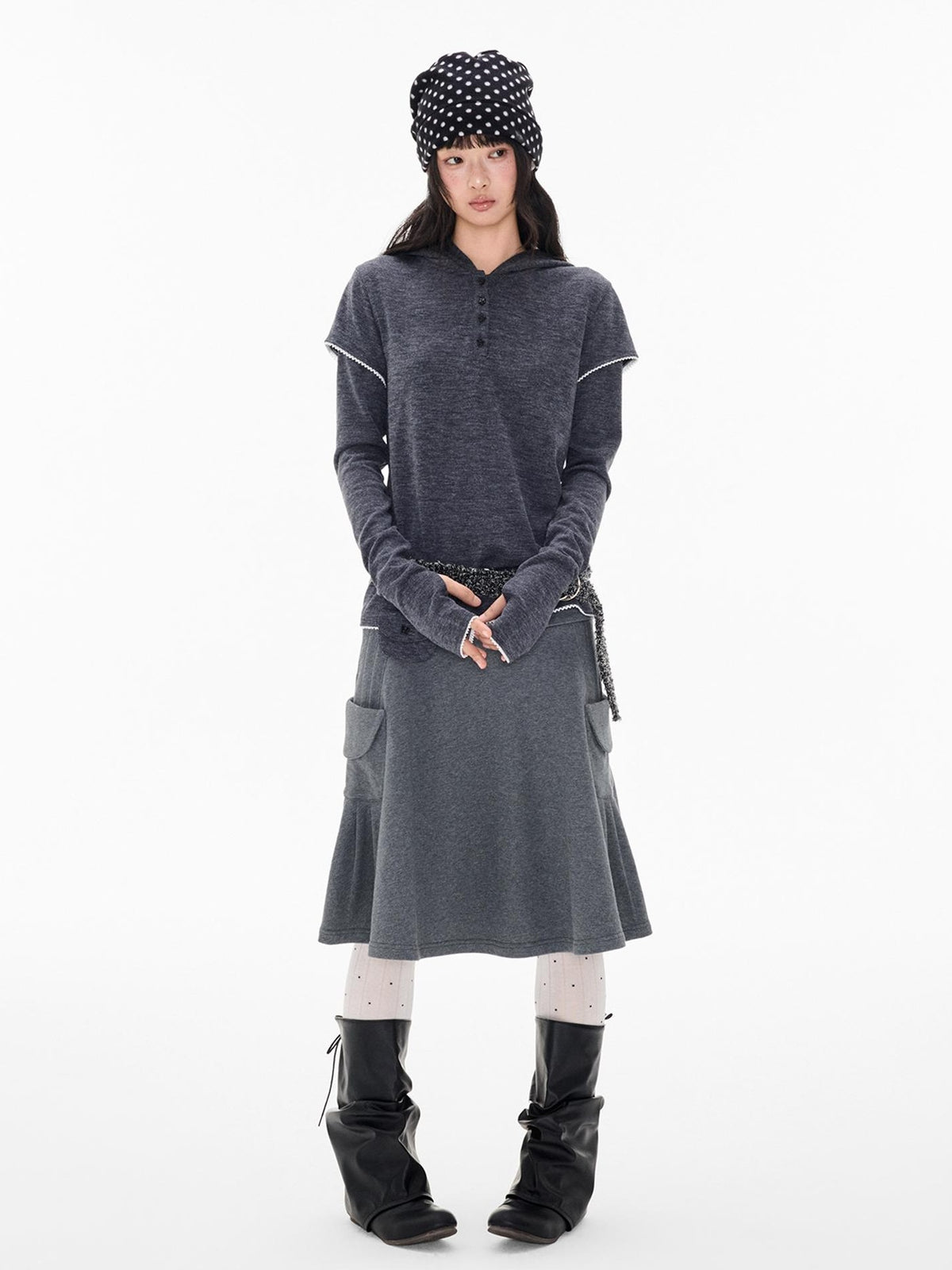 EZEK Napoleon Style Pocket A Line Cotton Women's Midi Skirts