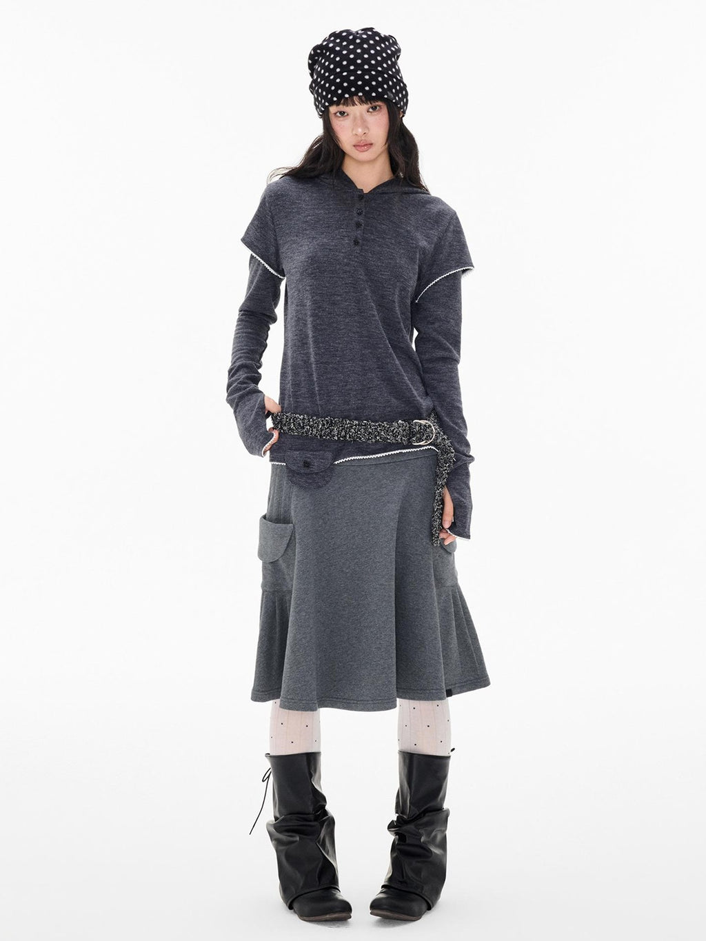 EZEK Napoleon Style Pocket A Line Cotton Women's Midi Skirts