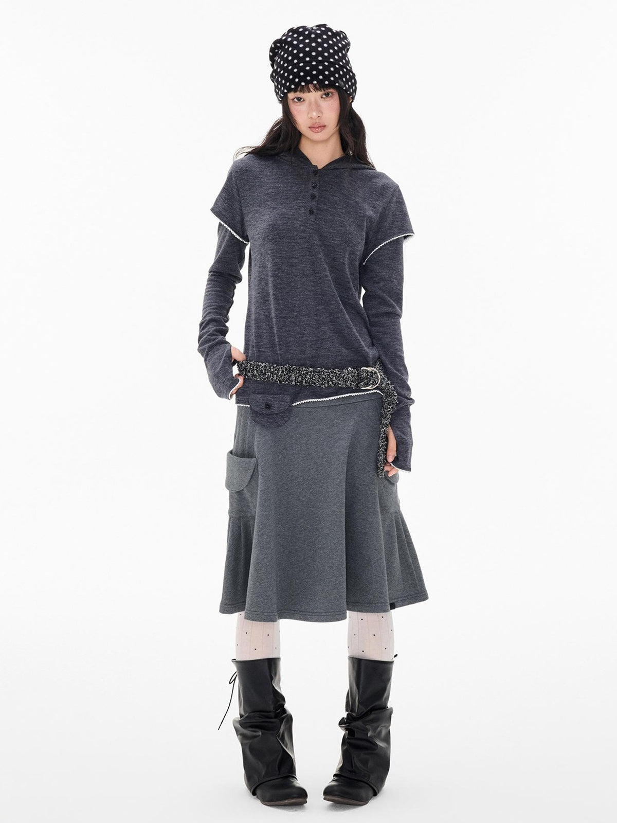 EZEK Napoleon Style Pocket A Line Cotton Women's Midi Skirts