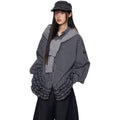 EZEK_Navy_Plaid_Pleated_Hem_Gathered_Detail_Collared_Women's_Cotton_Oversized_Shirts_944544387327_MISSTT