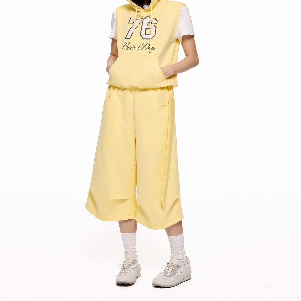EZEK_Navy_Yellow_Hooded_Collegiate_Jersey_Women's_Cotton_Sport_Top_&_Shorts_Sets_918866762394_MISSTT