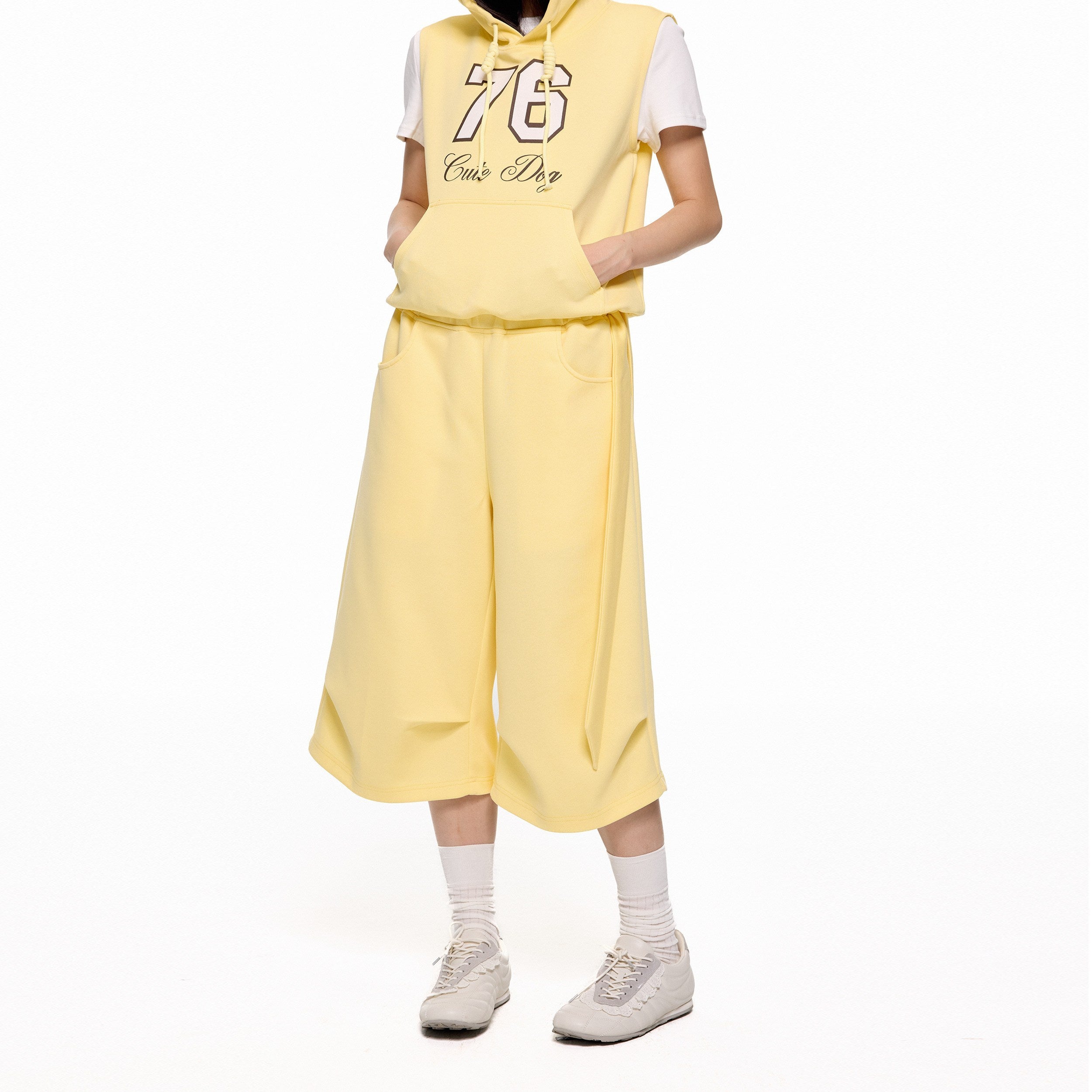 EZEK_Navy_Yellow_Hooded_Collegiate_Jersey_Women's_Cotton_Sport_Top_&_Shorts_Sets_918866762394_MISSTT