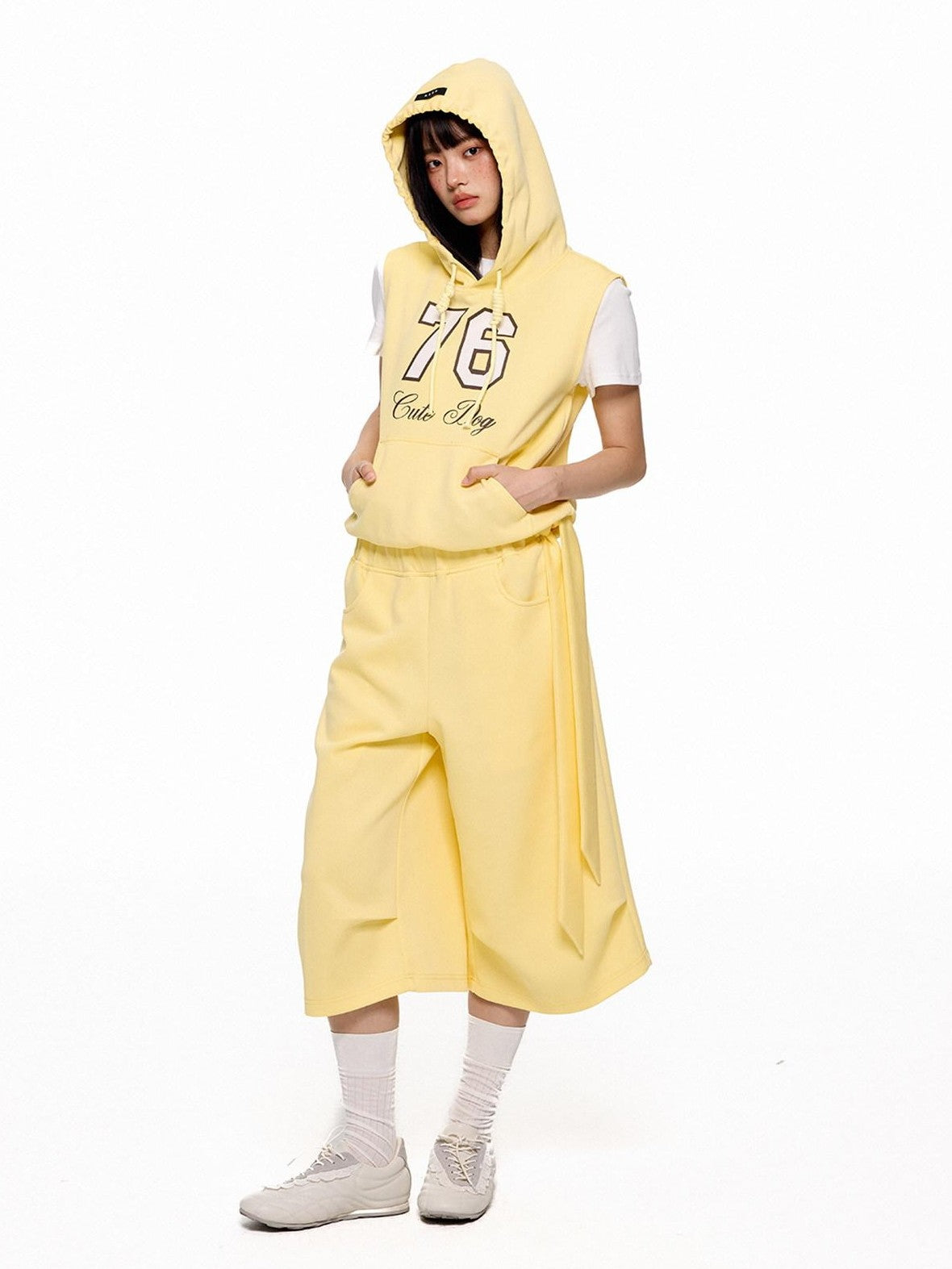 EZEK Navy Yellow Hooded Collegiate Jersey Women's Cotton Sport Top & Shorts Sets