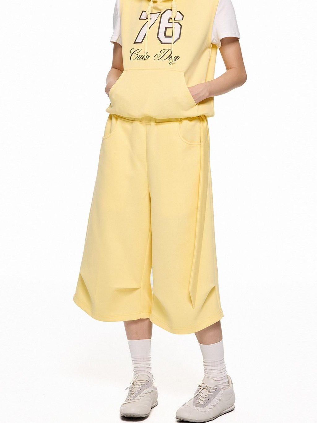 EZEK Navy Yellow Hooded Collegiate Jersey Women's Cotton Sport Top & Shorts Sets