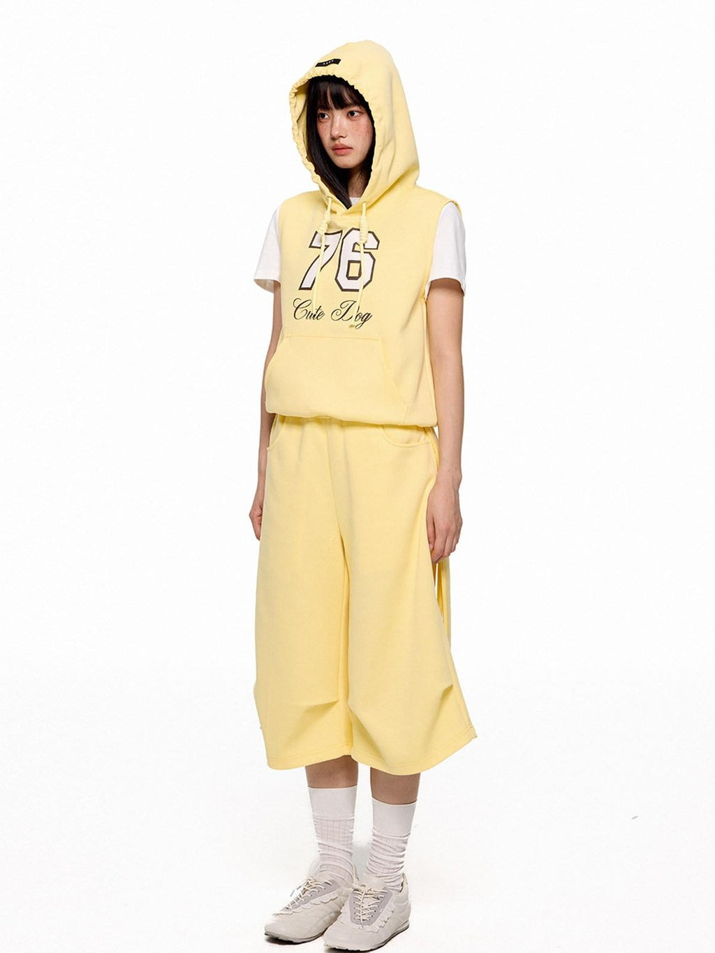 EZEK Navy Yellow Hooded Collegiate Jersey Women's Cotton Sport Top & Shorts Sets