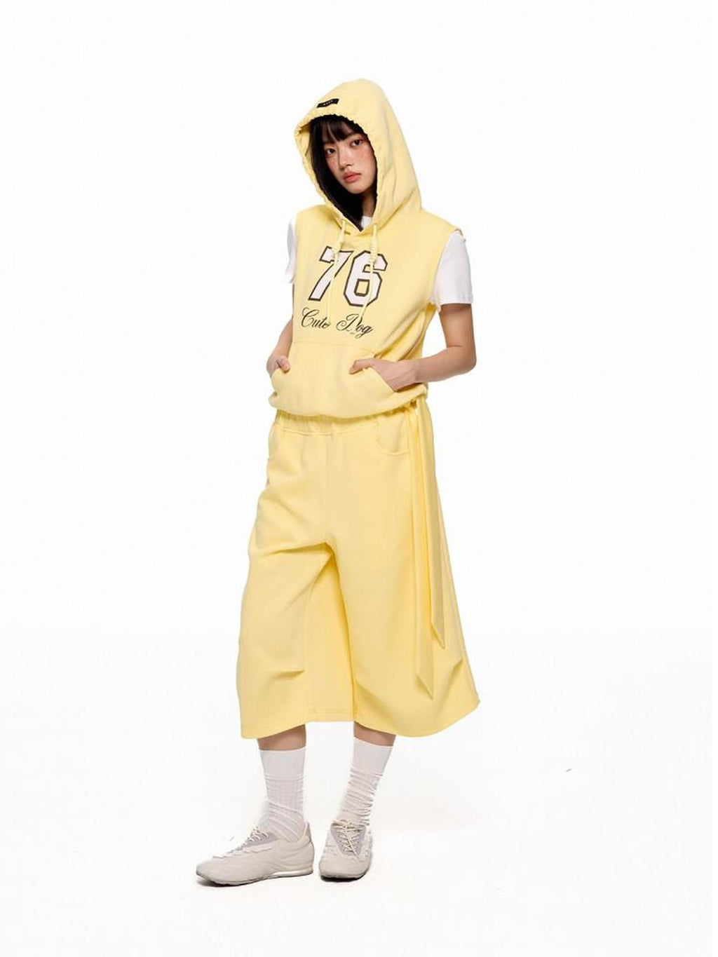 EZEK Navy Yellow Hooded Collegiate Jersey Women's Cotton Sport Top & Shorts Sets