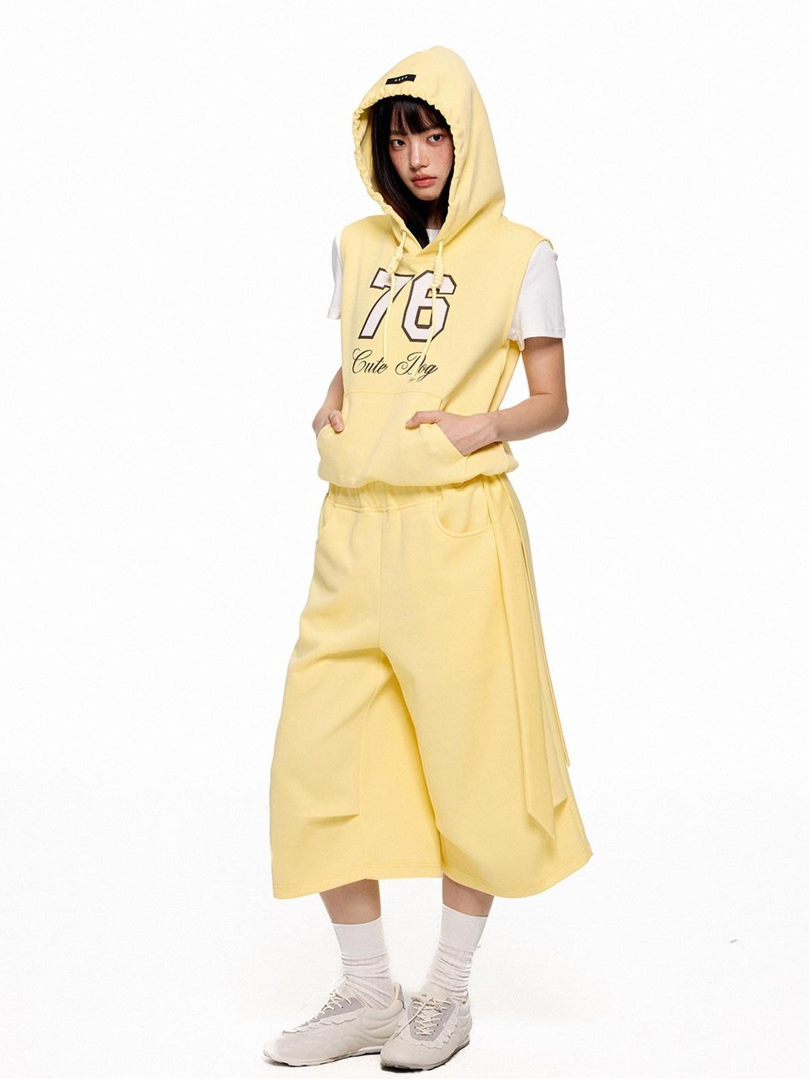 EZEK Navy Yellow Hooded Collegiate Jersey Women's Cotton Sport Top & Shorts Sets