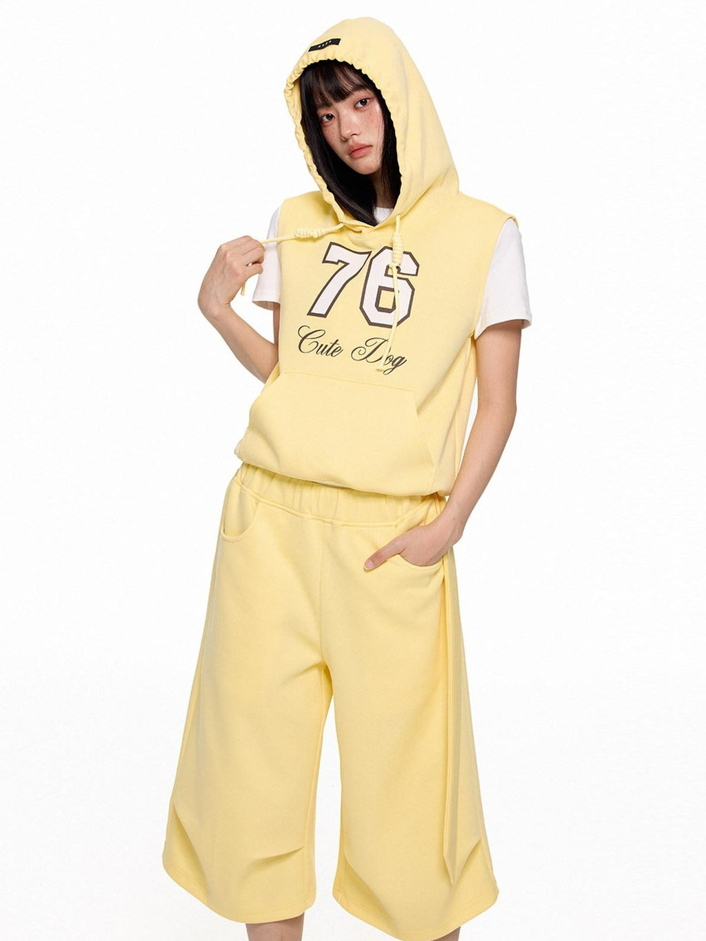 EZEK Navy Yellow Hooded Collegiate Jersey Women's Cotton Sport Top & Shorts Sets