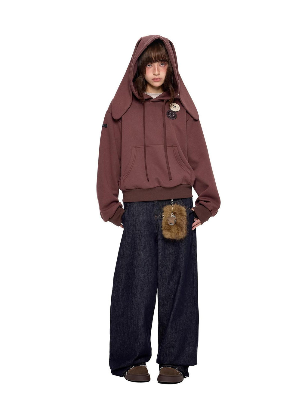 EZEK Patchwork Double Waist Low Waist Colorblock Women's Raw Denim Baggy Jeans