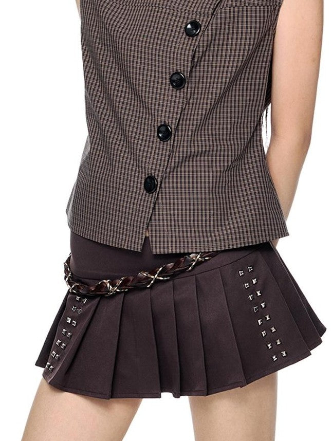 EZEK Plaid Button Down Collar Short Sleeve Cotton Women's Blouses