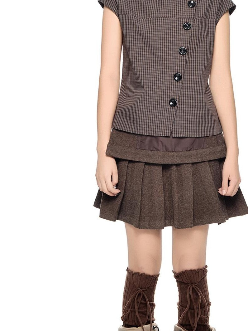 EZEK Plaid Button Down Collar Short Sleeve Cotton Women's Blouses