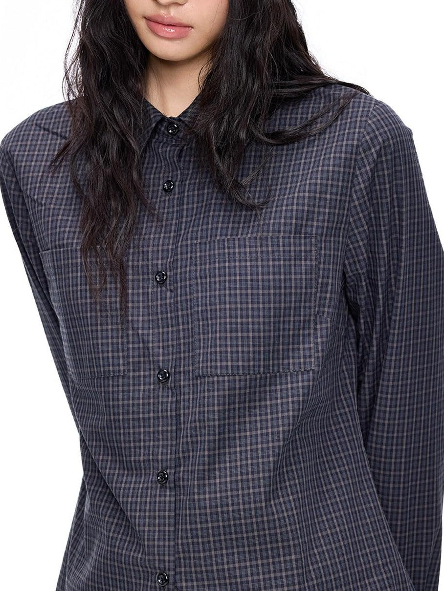 EZEK Plaid Button Front Collared Women's Pure Cotton Short Sleeve Slim Fit Blouses