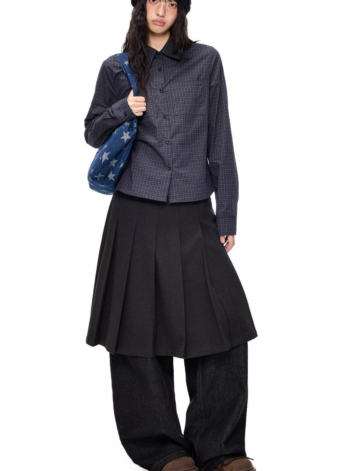 EZEK Plaid Button Front Collared Women's Pure Cotton Short Sleeve Slim Fit Blouses