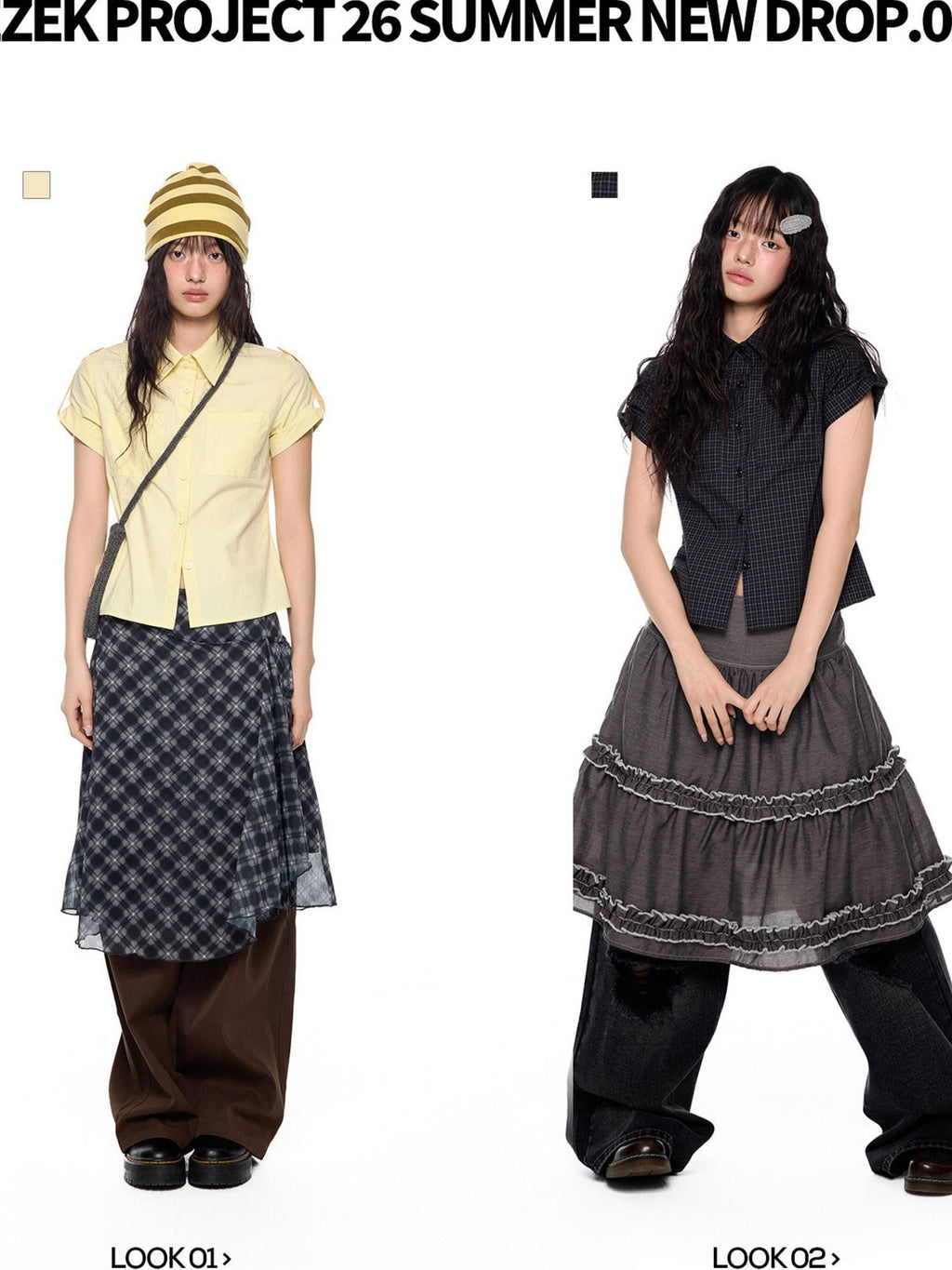 EZEK Plaid Buttoned Collared Women's Cotton Cropped Slim Fit Short Sleeve T-shirts