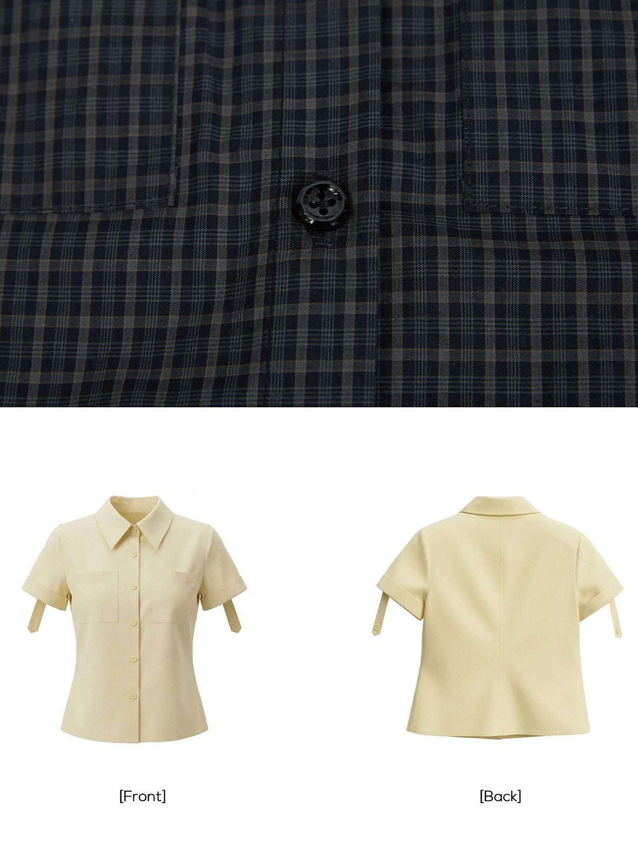 EZEK Plaid Buttoned Collared Women's Cotton Cropped Slim Fit Short Sleeve T-shirts