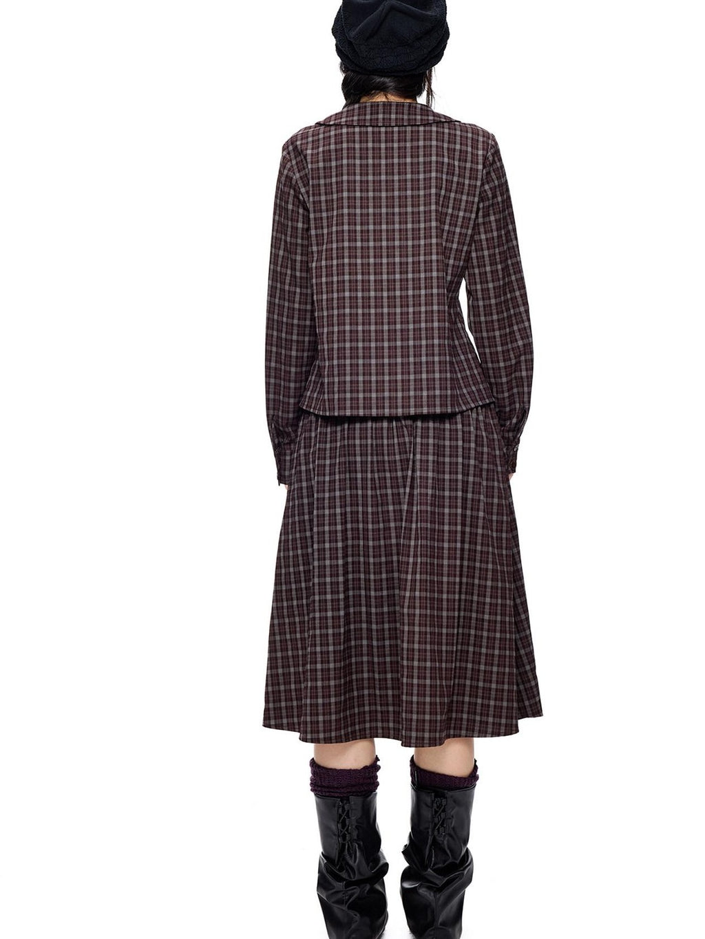 EZEK Plaid Doll Collar Double Breasted Long Sleeve Women's 100 Percent Cotton Blouses