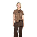 EZEK_Plaid_Drawstring_Asymmetric_Hem_Buttoned_Collar_Women's_Short_Sleeve_T-shirts_1017015649401_MISSTT