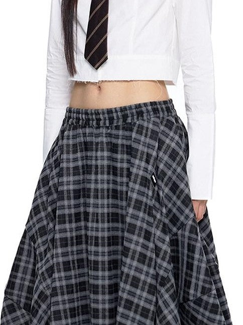 EZEK Plaid Embroidered Frayed Hem Slim Fit Women's Cotton Cropped Shirts