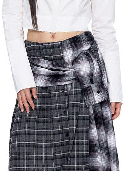 EZEK Plaid Embroidered Frayed Hem Slim Fit Women's Cotton Cropped Shirts