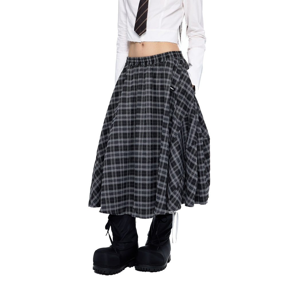 EZEK_Plaid_Patch_Gathered_Tie_A_Line_Women's_Cotton_Puff_Midi_Skirts_977334306296_MISSTT
