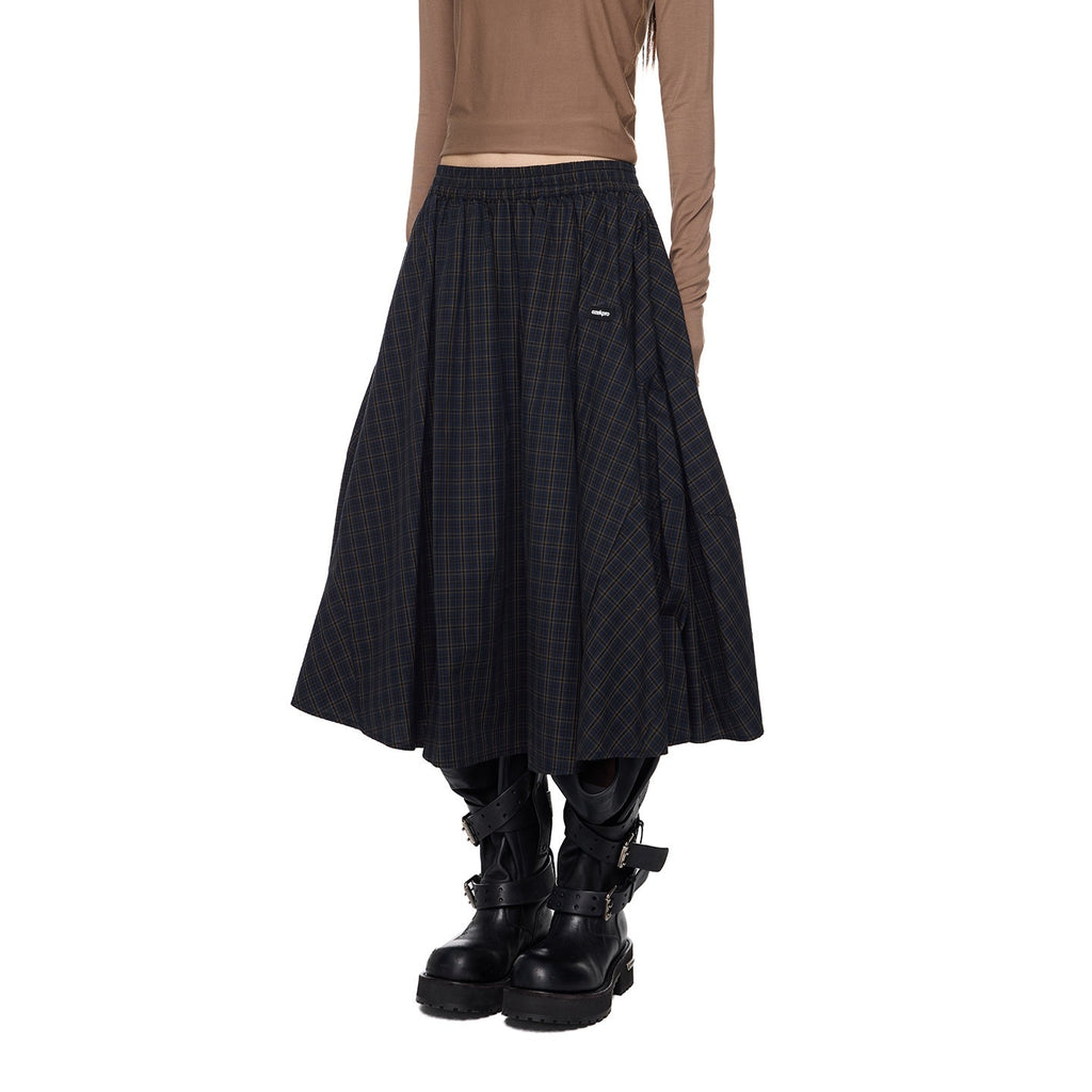 EZEK_Plaid_Patch_Gathered_Tie_A_Line_Women's_Cotton_Puff_Midi_Skirts_977334306296_MISSTT
