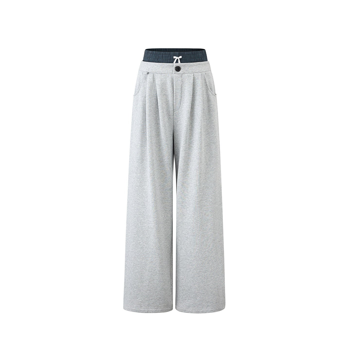 EZEK_Plaid_Patchwork_Bow_Waist_Pockets_Straight_Leg_Women's_Cotton_Sweatpants_1062246377524_MISSTT