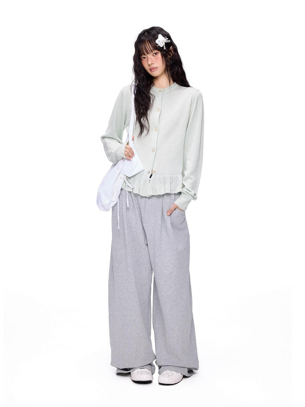 EZEK Plaid Patchwork Bow Waist Pockets Straight Leg Women's Cotton Sweatpants