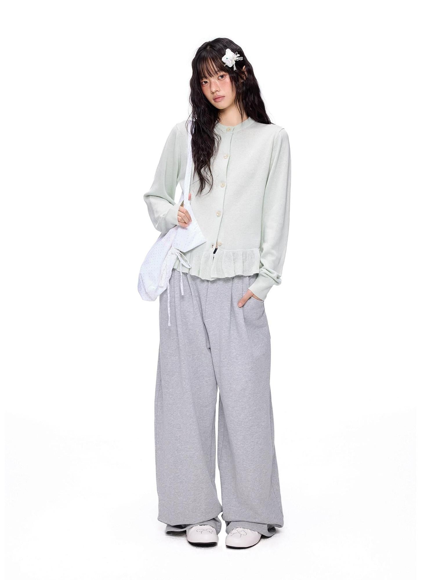 EZEK Plaid Patchwork Bow Waist Pockets Straight Leg Women's Cotton Sweatpants
