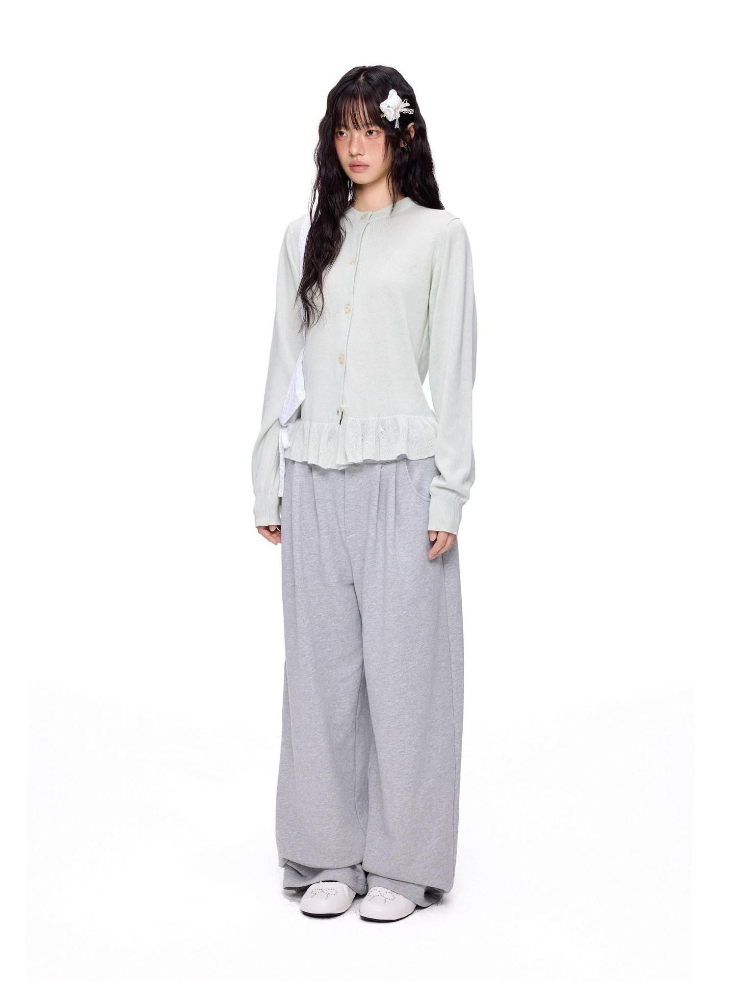 EZEK Plaid Patchwork Bow Waist Pockets Straight Leg Women's Cotton Sweatpants