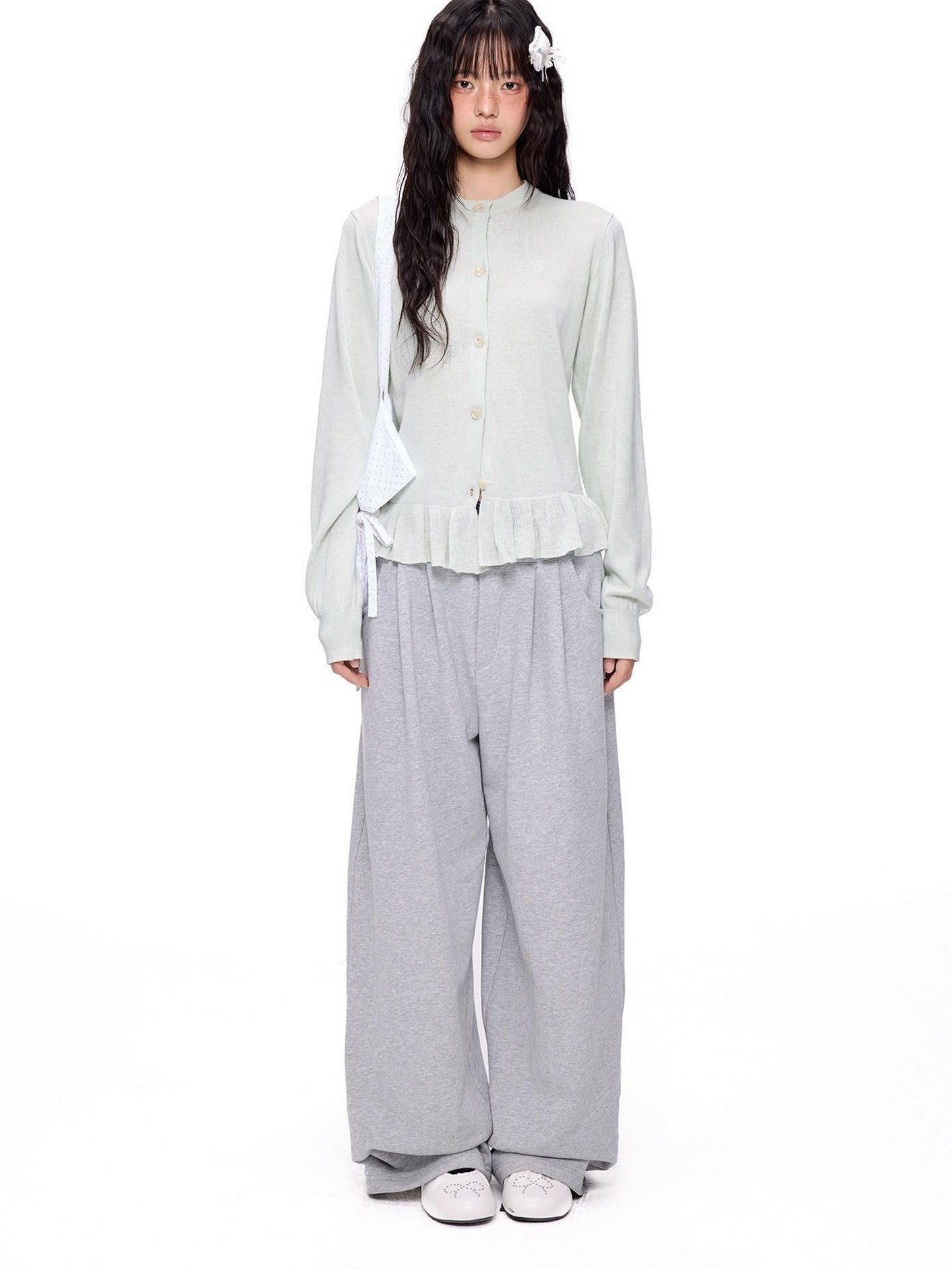 EZEK Plaid Patchwork Bow Waist Pockets Straight Leg Women's Cotton Sweatpants