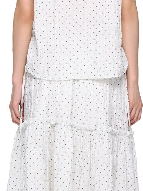 EZEK Plaid Polka Dot Ruched Doll Collar Short Sleeve Women's Cotton Matching Skirt Sets