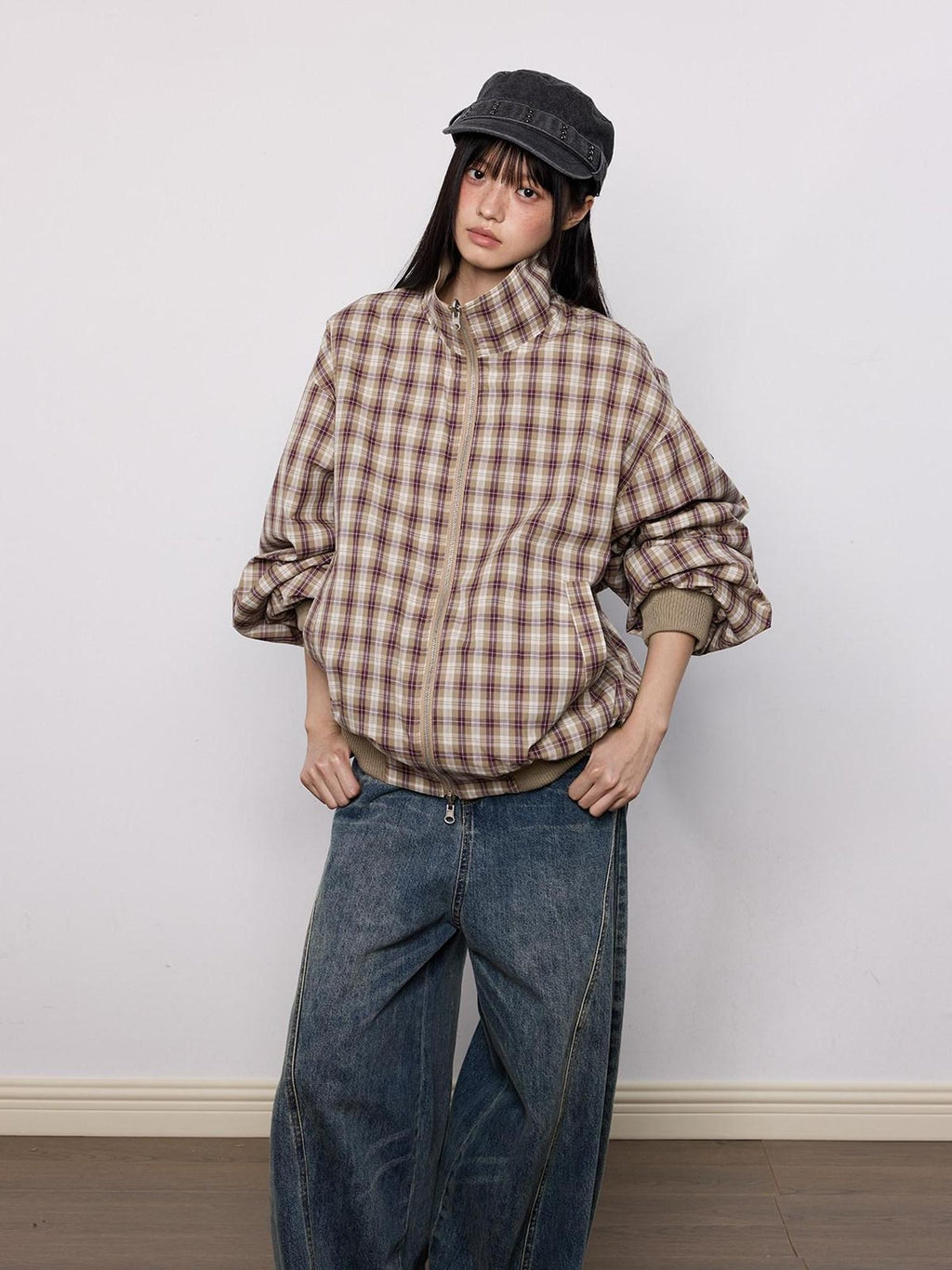 EZEK Plaid Reversible Workwear Women's Nylon Stretch Utility Jackets