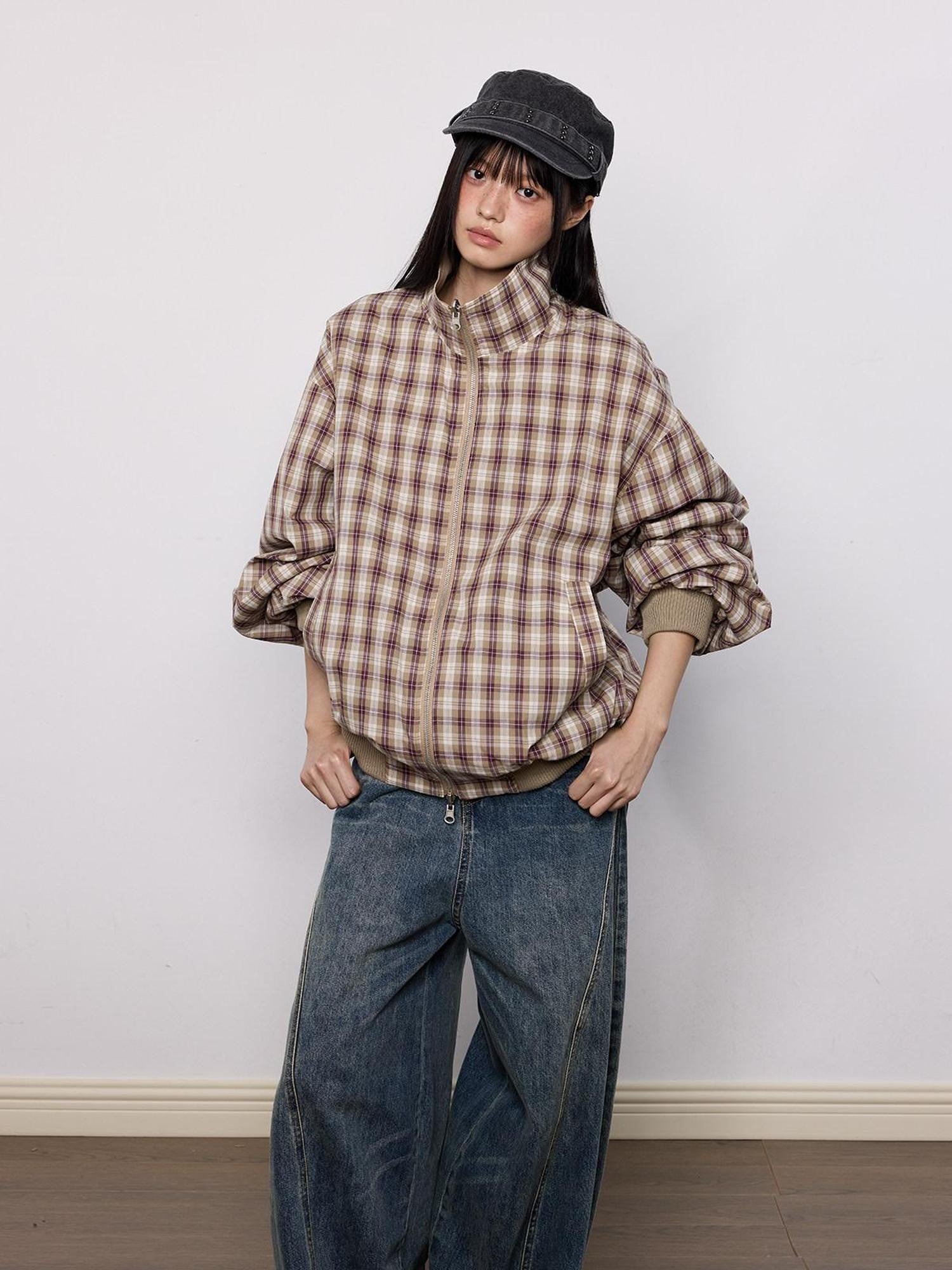 EZEK Plaid Reversible Workwear Women's Nylon Stretch Utility Jackets