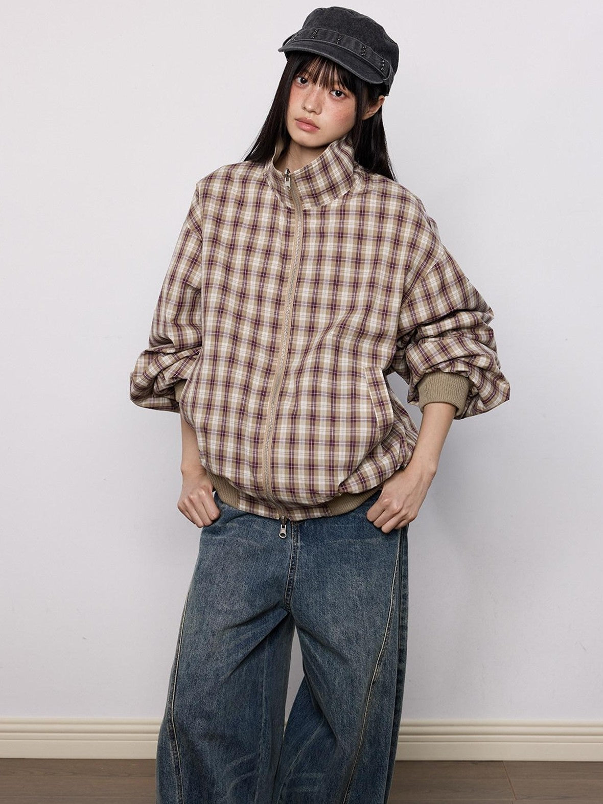 EZEK Plaid Reversible Workwear Women's Nylon Stretch Utility Jackets