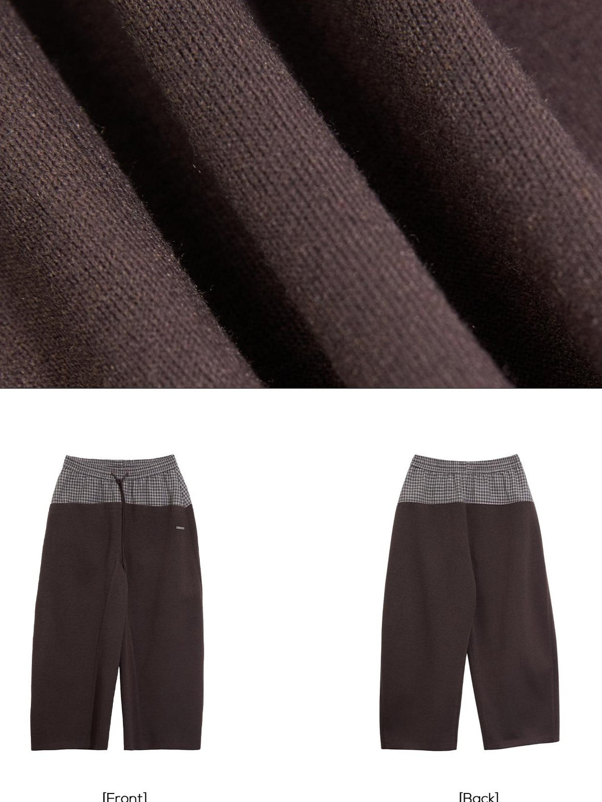 EZEK Plaid Spliced Drawstring Waist Wide Leg Women's Polyester Chinos