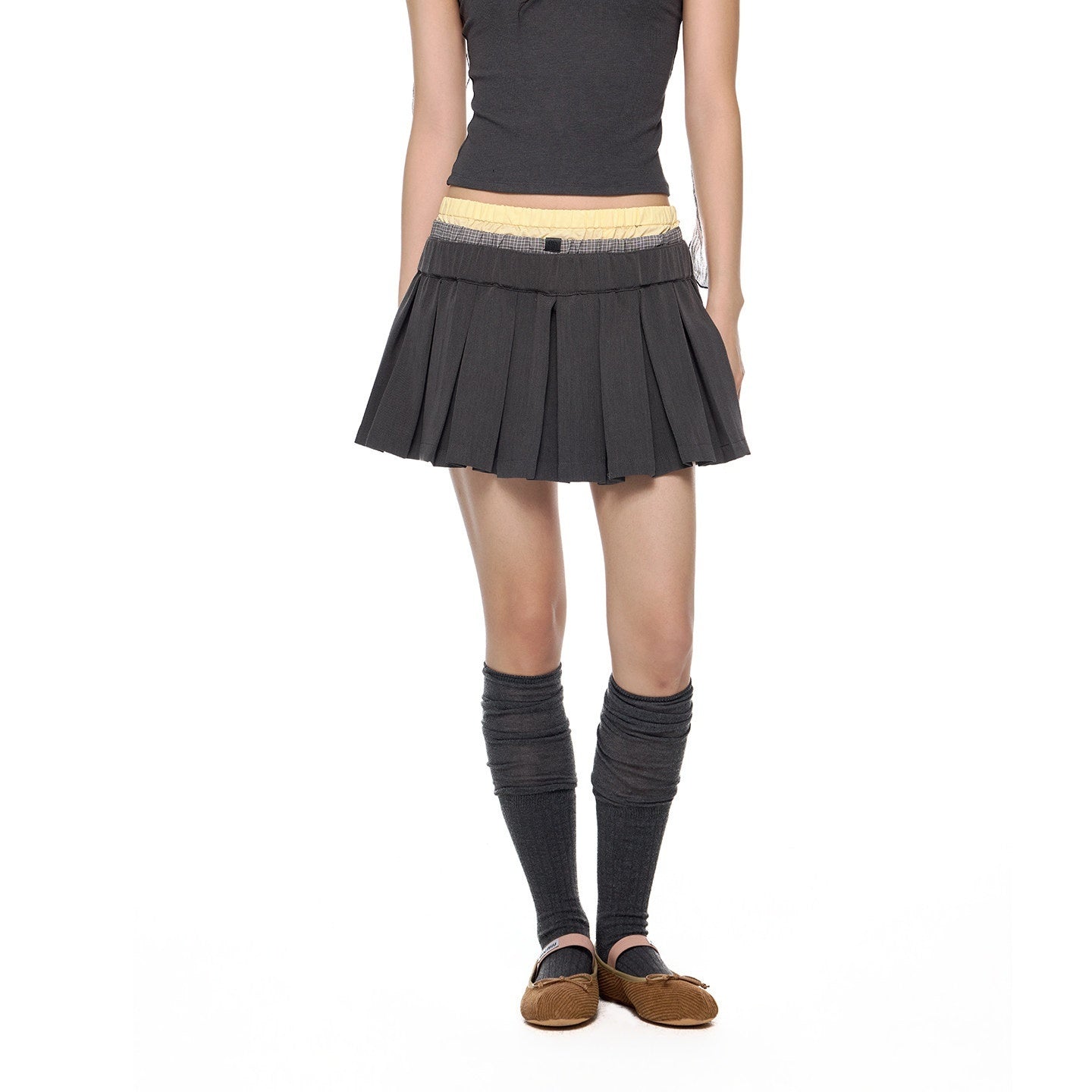 EZEK_Plaid_Spliced_Pleated_Women's_Polyester_Cotton_Blend_A-line_Skirts_998203667977_MISSTT