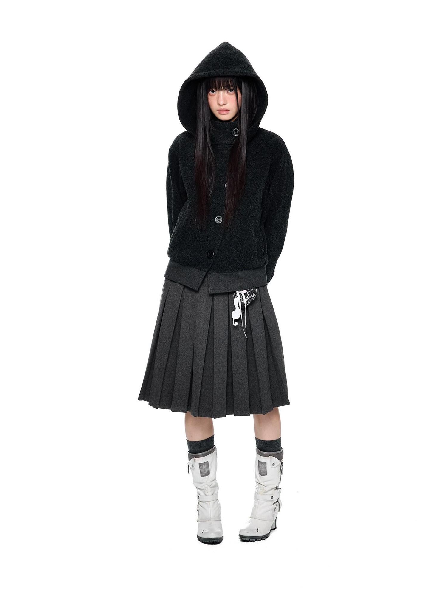 EZEK Plaid Spliced Pleated Women's Polyester Cotton Blend A-line Skirts