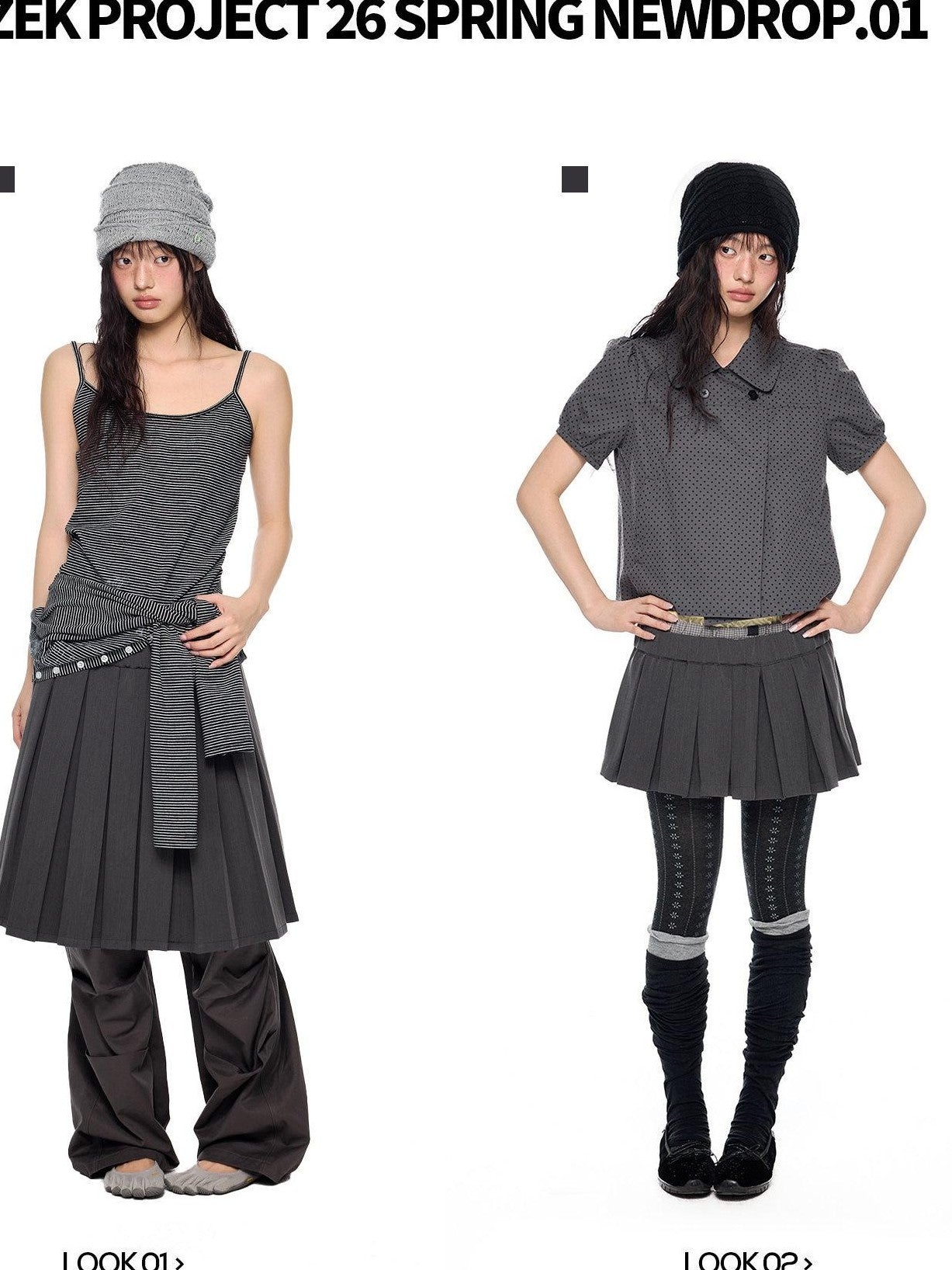 EZEK Plaid Spliced Pleated Women's Polyester Cotton Blend A-line Skirts