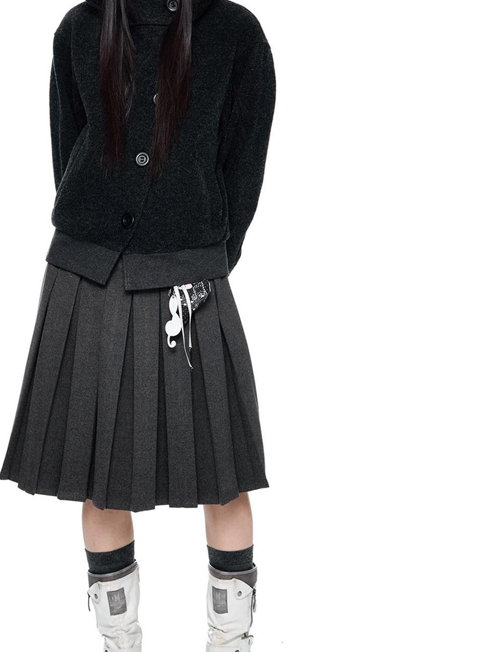 EZEK Plaid Spliced Pleated Women's Polyester Cotton Blend A-line Skirts