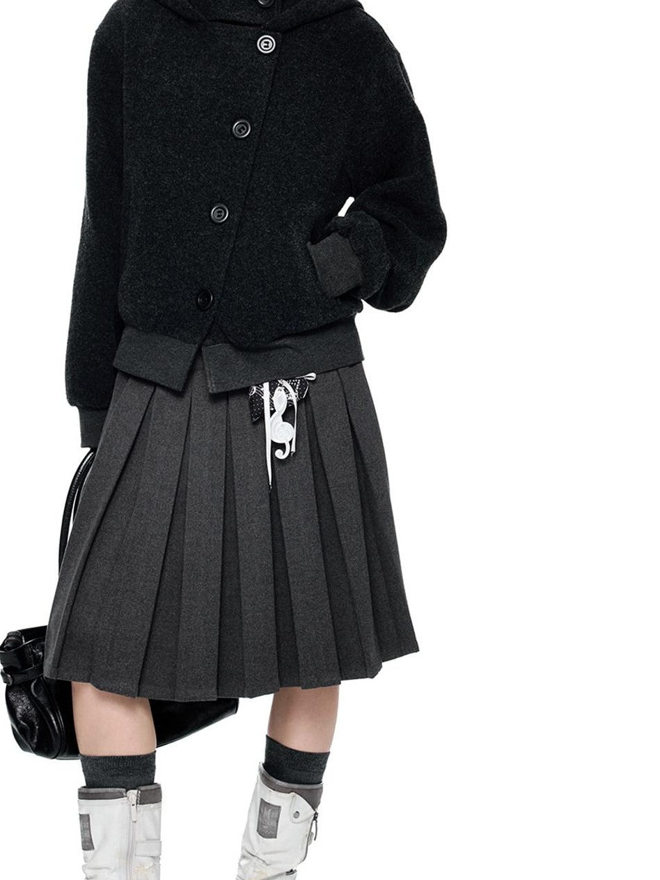 EZEK Plaid Spliced Pleated Women's Polyester Cotton Blend A-line Skirts