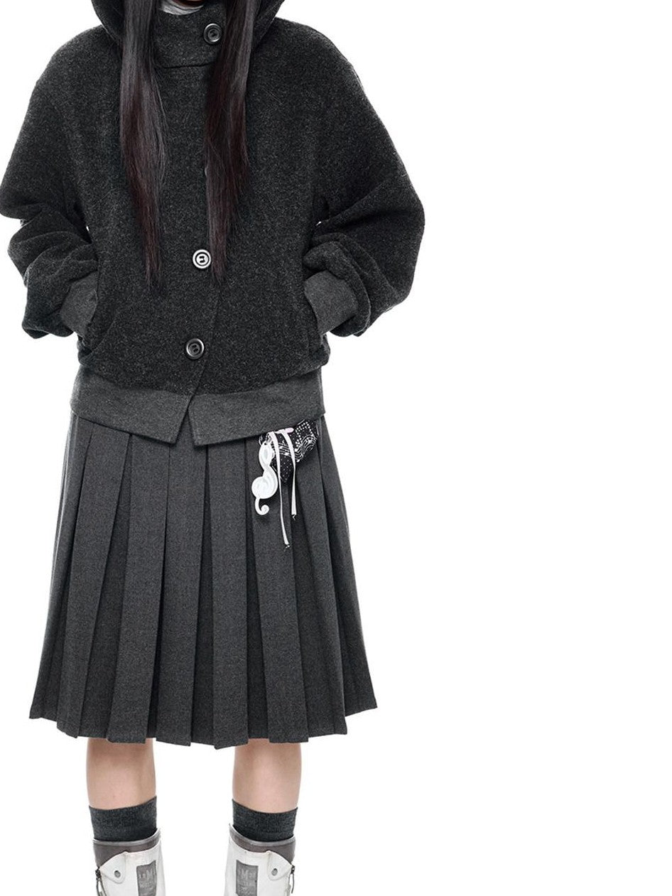 EZEK Plaid Spliced Pleated Women's Polyester Cotton Spandex Blend A-line Skirts