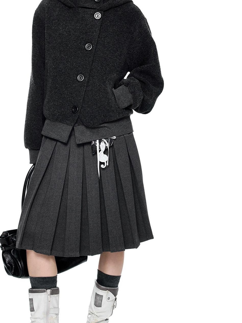 EZEK Plaid Spliced Pleated Women's Polyester Cotton Spandex Blend A-line Skirts