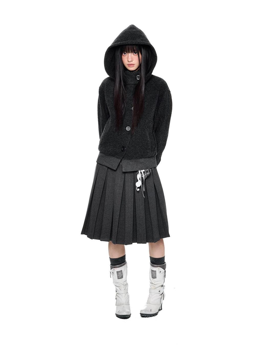 EZEK Plaid Spliced Pleated Women's Polyester Cotton Spandex Blend A-line Skirts