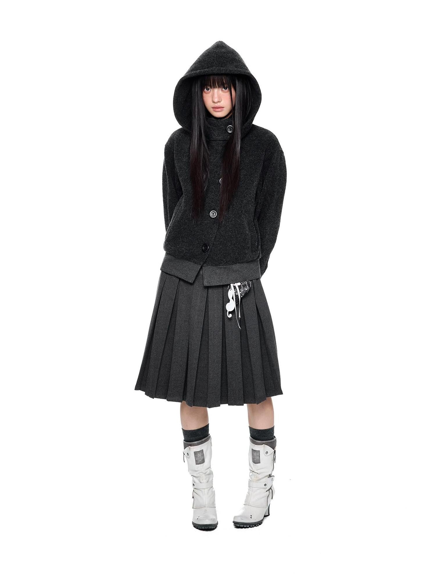 EZEK Plaid Spliced Pleated Women's Polyester Cotton Spandex Blend A-line Skirts