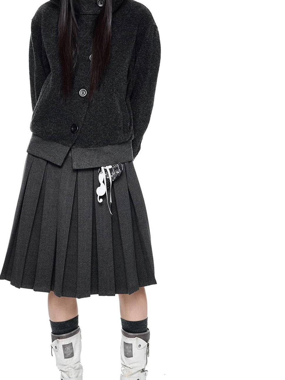 EZEK Plaid Spliced Pleated Women's Polyester Cotton Spandex Blend A-line Skirts