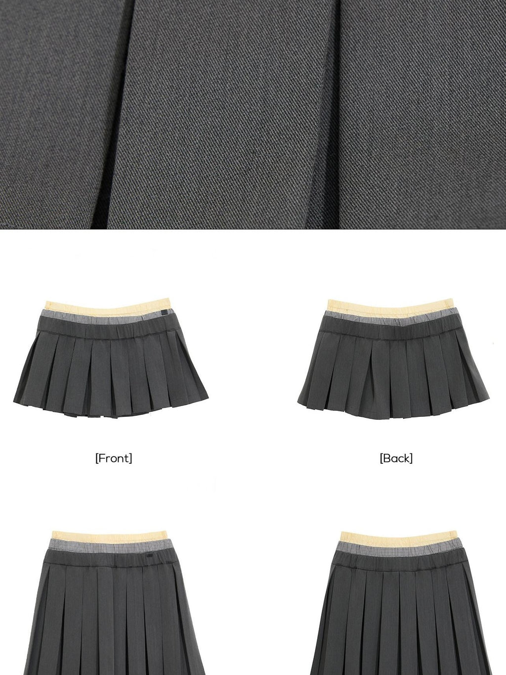 EZEK Plaid Spliced Pleated Women's Polyester Cotton Spandex Blend A-line Skirts