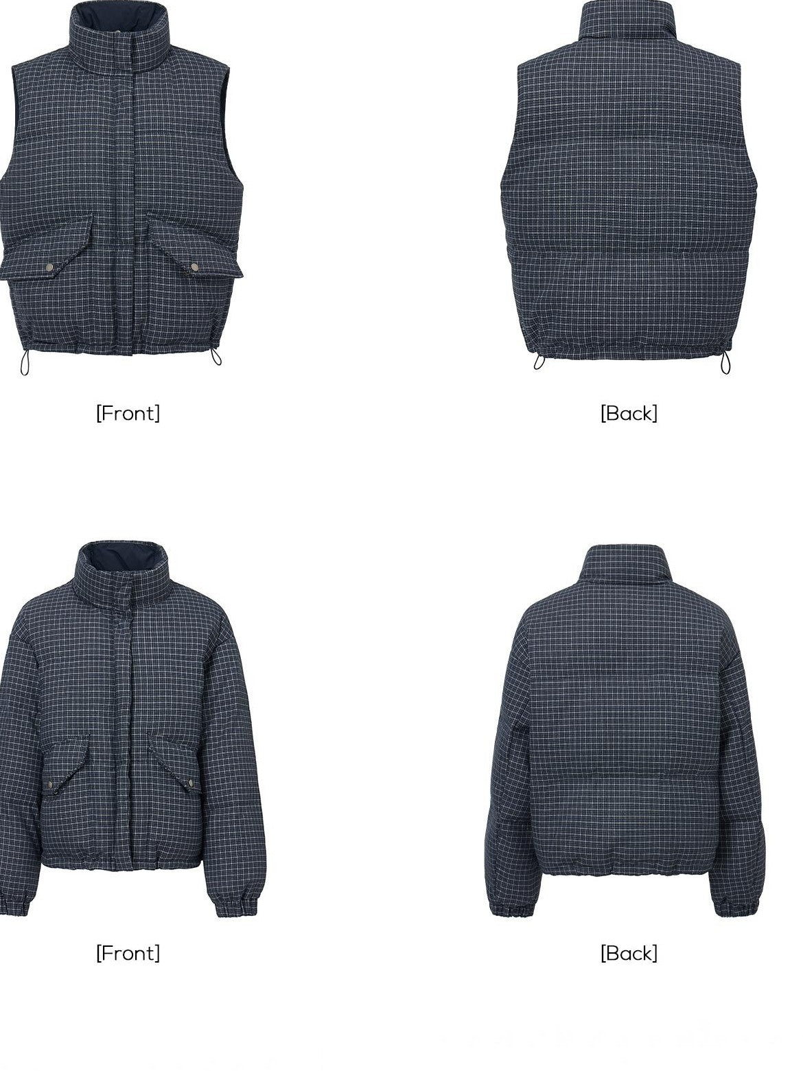 EZEK Plaid Stand Collar 90 White Duck Down Women's Polyester Down Jackets