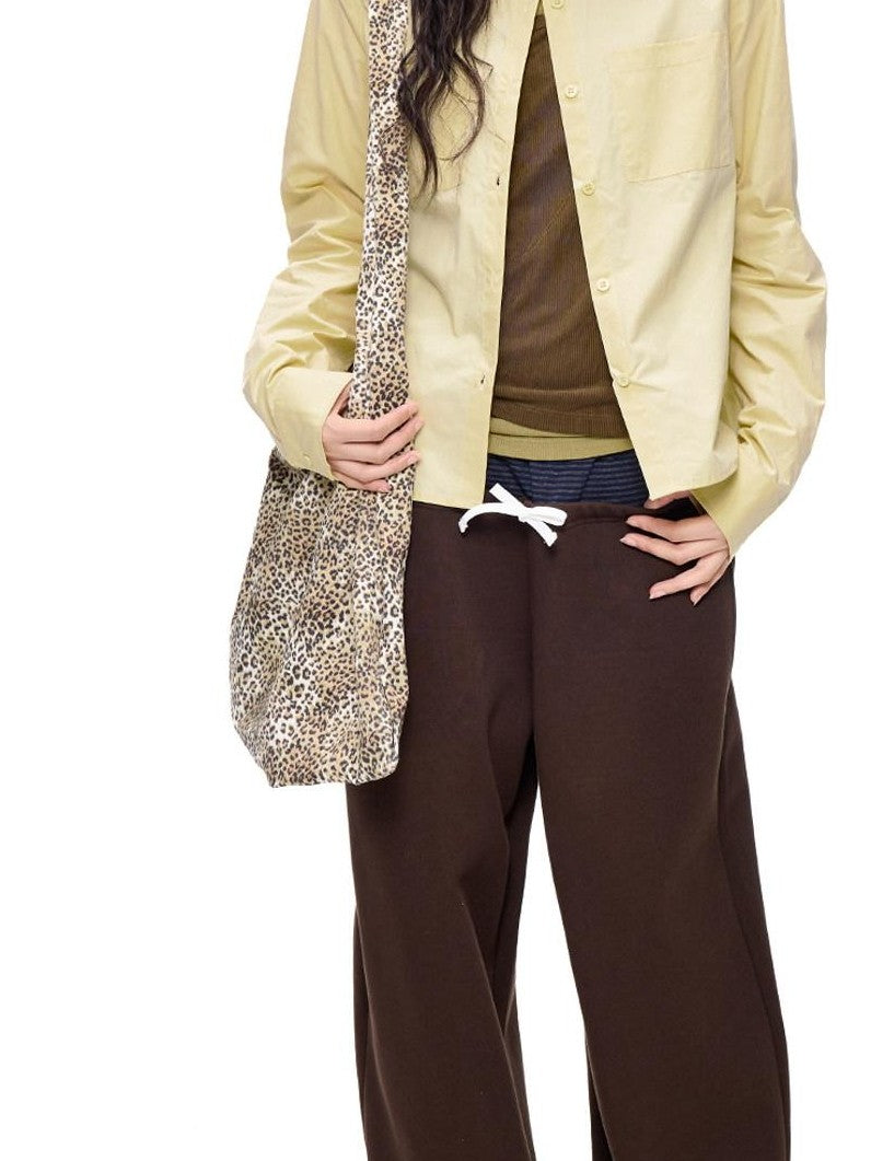 EZEK Polka Dot Colorblock Patchwork Pocket Women's Cotton Blend Straight-leg Pants