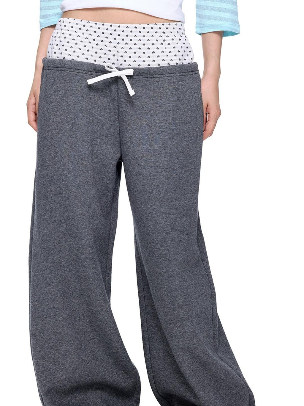 EZEK Polka Dot Colorblock Patchwork Pocket Women's Cotton Blend Straight-leg Pants