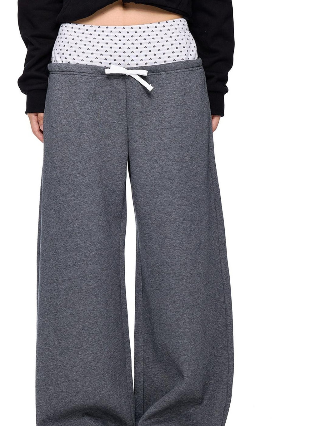 EZEK Polka Dot Colorblock Patchwork Pocket Women's Cotton Blend Straight-leg Pants